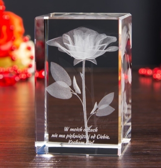 Statuetka szklana Róża 3D Namiętności