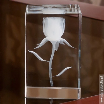 Statuetka szklana Róża 3D