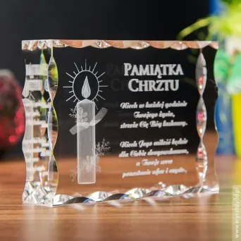 Statuetka szklana Pamiątka Chrztu Świętego Świeca 3D