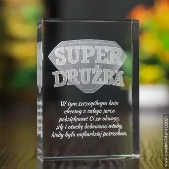 Statuetka szklana Odznaka 3D Super Drużba