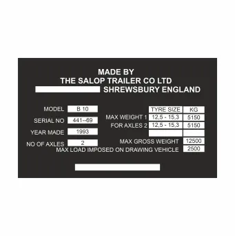 Zastępcza tabliczka znamionowa SALOP TRAILER