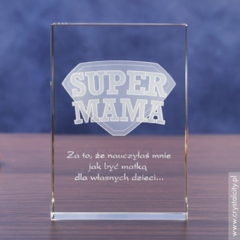 Statuetka szklana Odznaka 3D Super Mama