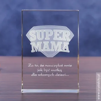 Statuetka szklana Odznaka 3D Super Mama