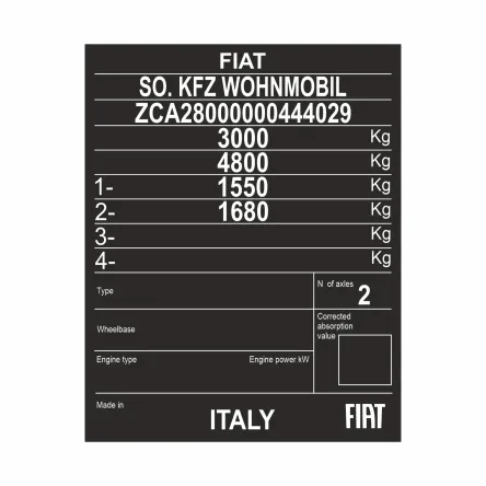 Zastępcza tabliczka znamionowa FIAT