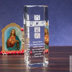 Statuetka szklana Pamiątka religijna Krzyż 3D