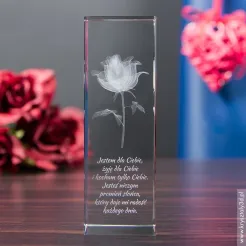 Statuetka szklana Róża 3D Kwiat Miłości